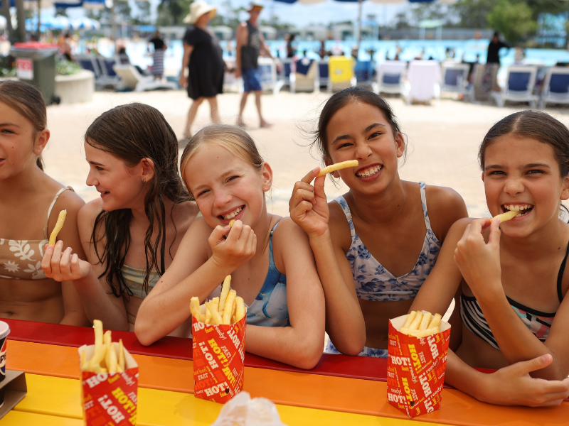 Girls eating chips
